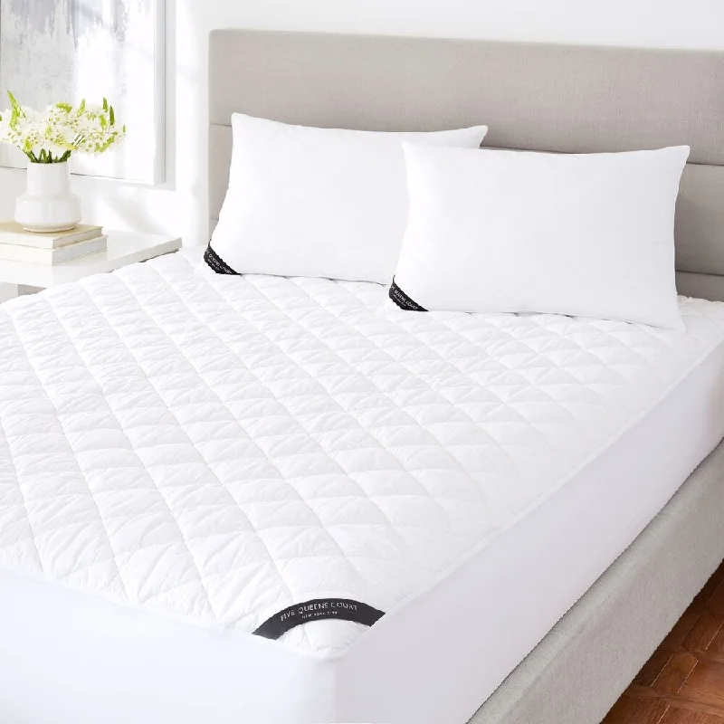 Five Queens Court Excellence 233 TC Cotton Top Allergen Barrier Waterproof Mattress Pad - White