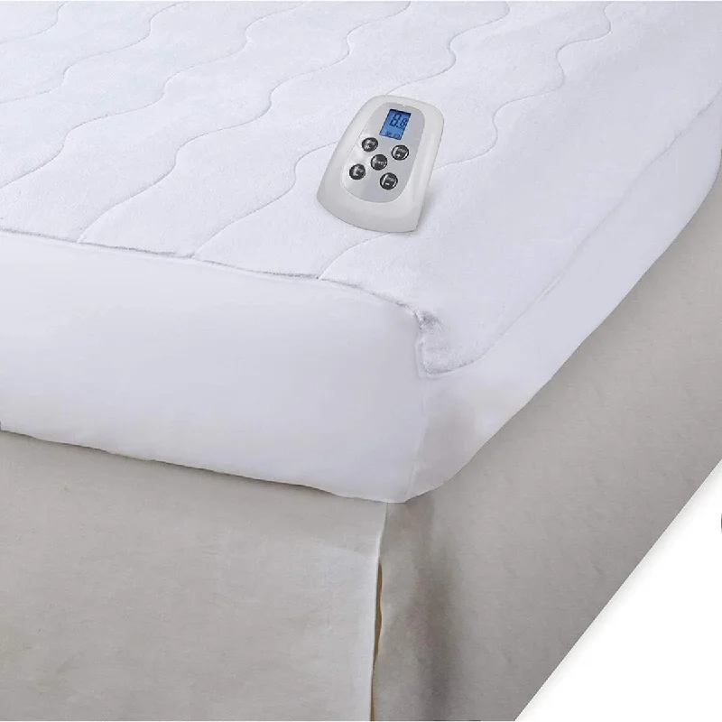 Serta Microplush Electric Heated Warming Mattress Pad - White