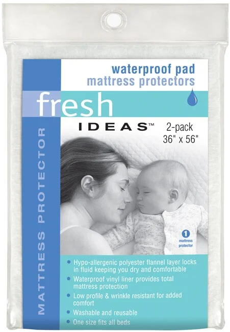 Waterproof Pad Mattress Protectors (One size fits all beds) (Set of 2) - White